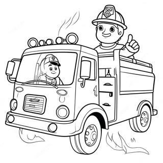 Fireman Sam With Fire Truck Coloring Page 15402-12604