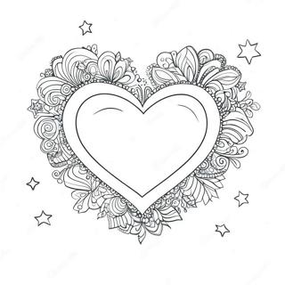 Glittery Heart With Stars Coloring Page 1542-1342