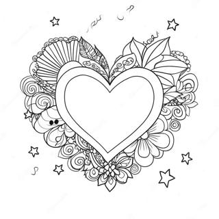 Glittery Heart With Stars Coloring Page 1542-1344