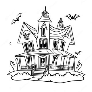 Spooky Vintage Haunted House Coloring Page 15452-12645