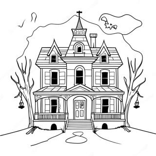 Spooky Vintage Haunted House Coloring Page 15452-12646