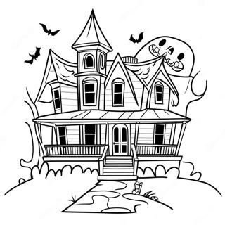 Spooky Vintage Haunted House Coloring Page 15452-12647