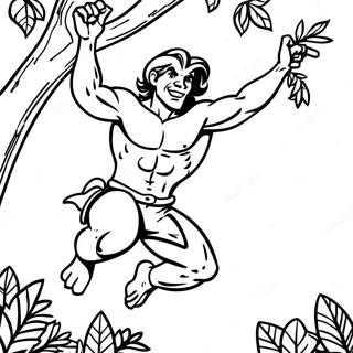 Tarzan Swinging From Vines Coloring Page 15531-12706