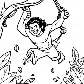 Tarzan Swinging From Vines Coloring Page 15531-12708