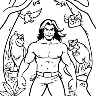 Tarzan With Jungle Animals Coloring Page 15532-12718