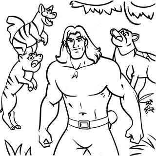 Tarzan With Jungle Animals Coloring Page 15532-12719