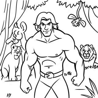 Tarzan With Jungle Animals Coloring Page 15532-12720