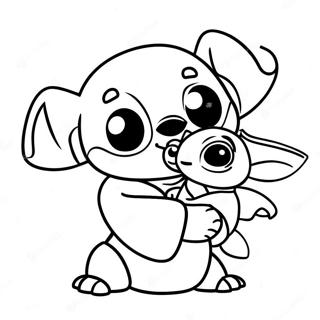 Stitch And Baby Yoda Coloring Pages