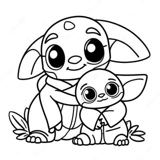 Stitch And Baby Yoda Coloring Pages