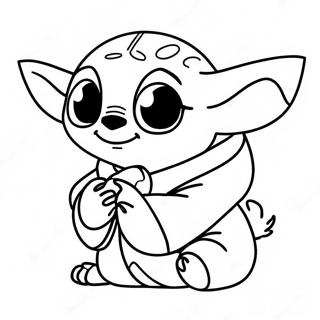 Cute Stitch And Baby Yoda Friends Coloring Page 15602-12763