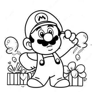 Mario Birthday Celebration Coloring Page 15641-12790