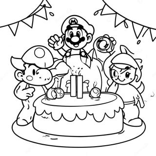 Mario And Friends Birthday Party Coloring Page 15642-12798