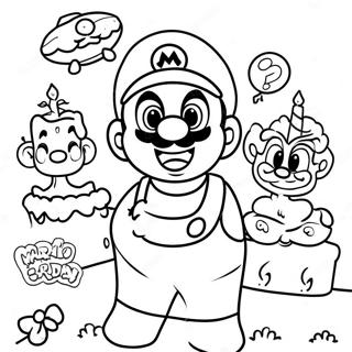 Mario And Friends Birthday Party Coloring Page 15642-12799