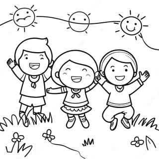 Happy Children Playing Coloring Page 15732-12869