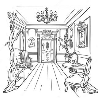 Spooky Haunted Mansion Interior Coloring Page 15742-12879