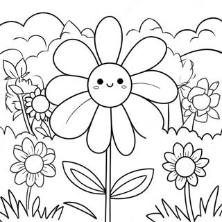 Beautiful Purple Flower Garden Coloring Page 15782-12909