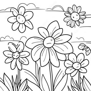 Beautiful Purple Flower Garden Coloring Page 15782-12910