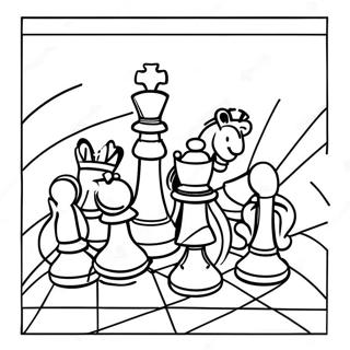 Chess Board With Colorful Pieces Coloring Page 15811-12931