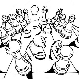 Chess Board With Colorful Pieces Coloring Page 15811-12932