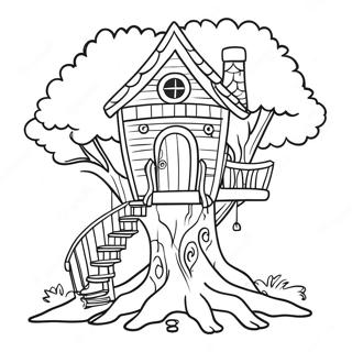 Whimsical Tree House Coloring Page 15912-13016