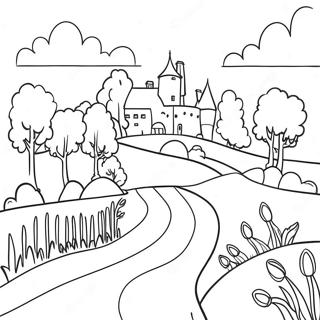 Charming French Landscape Coloring Page 15962-13055