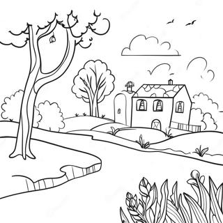 Charming French Landscape Coloring Page 15962-13056