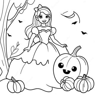 Spooky Barbie With Pumpkin Coloring Page 15982-13075