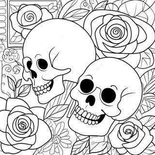 Love Skulls And Roses Coloring Pages