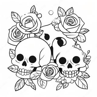 Love Skulls And Roses Coloring Page 16011-13090