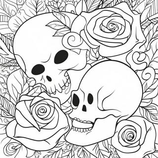 Love Skulls And Roses Coloring Page 16011-13091