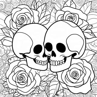 Love Skulls And Roses Coloring Page 16011-13092