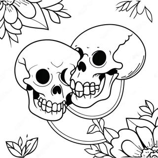 Gothic Love Skulls And Roses Coloring Page 16012-13093