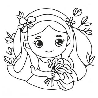 Flower Girl With Beautiful Bouquet Coloring Page 16031-13106