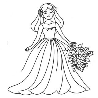 Elegant Flower Girl In A Flowing Dress Coloring Page 16032-13111