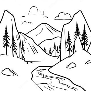 Realistic Mountain Landscape Coloring Page 16121-13174