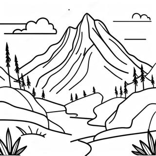 Realistic Mountain Landscape Coloring Page 16121-13176