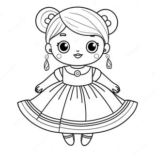 Cute Doll With Colorful Dress Coloring Page 1622-1409