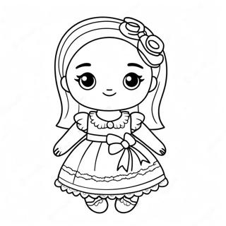 Cute Doll With Colorful Dress Coloring Page 1622-1411