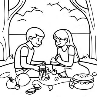 Adorable Boyfriend And Girlfriend Picnic Coloring Page 16282-13309