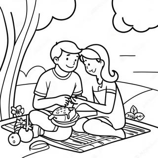 Adorable Boyfriend And Girlfriend Picnic Coloring Page 16282-13310