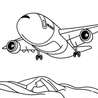 A380 Airplane Flying High Coloring Page 16312-13340