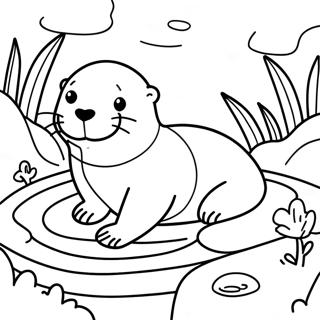 Otter Swimming In A Stream Coloring Page 1631-1415