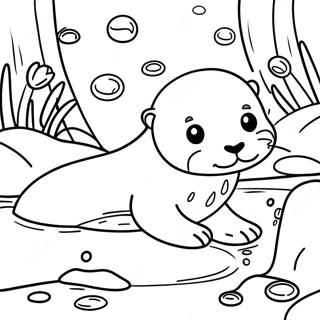 Otter Swimming In A Stream Coloring Page 1631-1416