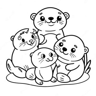 Cute Otter Family Coloring Page 1632-1417