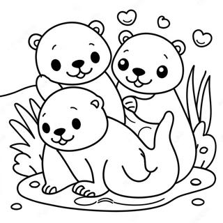 Cute Otter Family Coloring Page 1632-1419