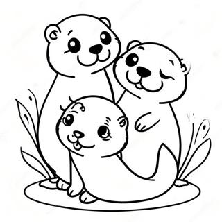 Cute Otter Family Coloring Page 1632-1420