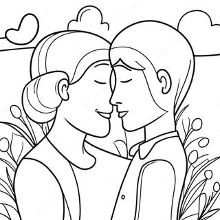 Romantic Couples In Love Coloring Page 16352-13365