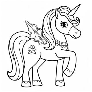 Sparkly Unicorn With Barbie Coloring Page 16372-13379