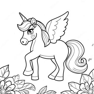 Sparkly Unicorn With Barbie Coloring Page 16372-13380