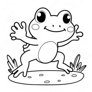 Cute Frog Jumping Coloring Page 16392-13394